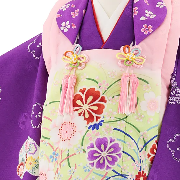 七五三レンタル(3歳女児被布)4788 ピンク×紫梅花