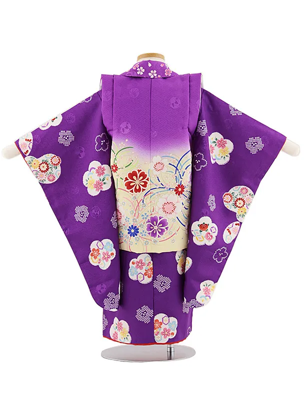 七五三レンタル(3歳女児被布)4791 紫桜×紫梅花