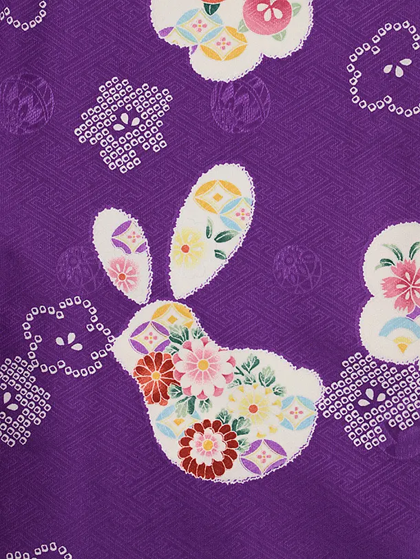 七五三レンタル(3歳女児被布)4791 紫桜×紫梅花