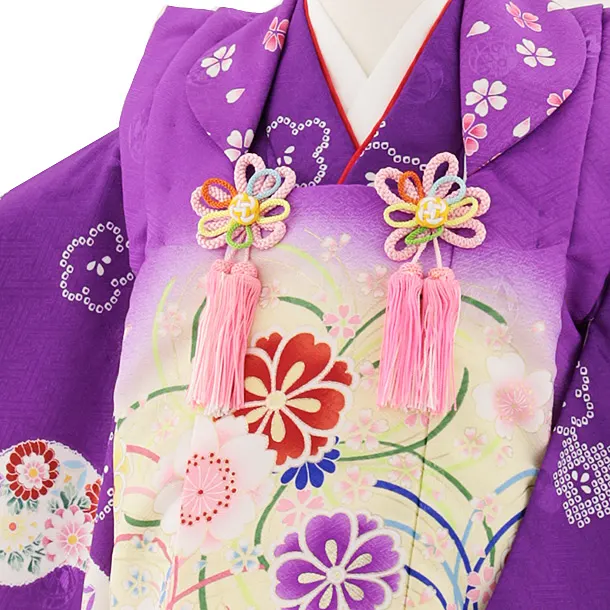七五三レンタル(3歳女児被布)4791 紫桜×紫梅花