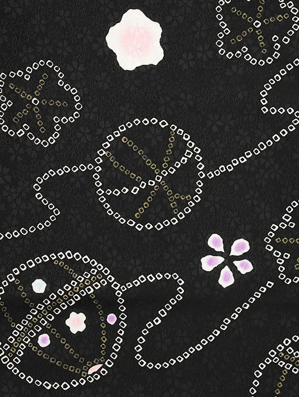 七五三レンタル(3歳女児被布)4795 白地ぼかし鞠×黒鞠桜