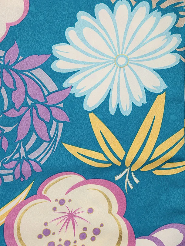 七五三レンタル(3歳女児被布)4802 水色桜×ターコイズ梅菊