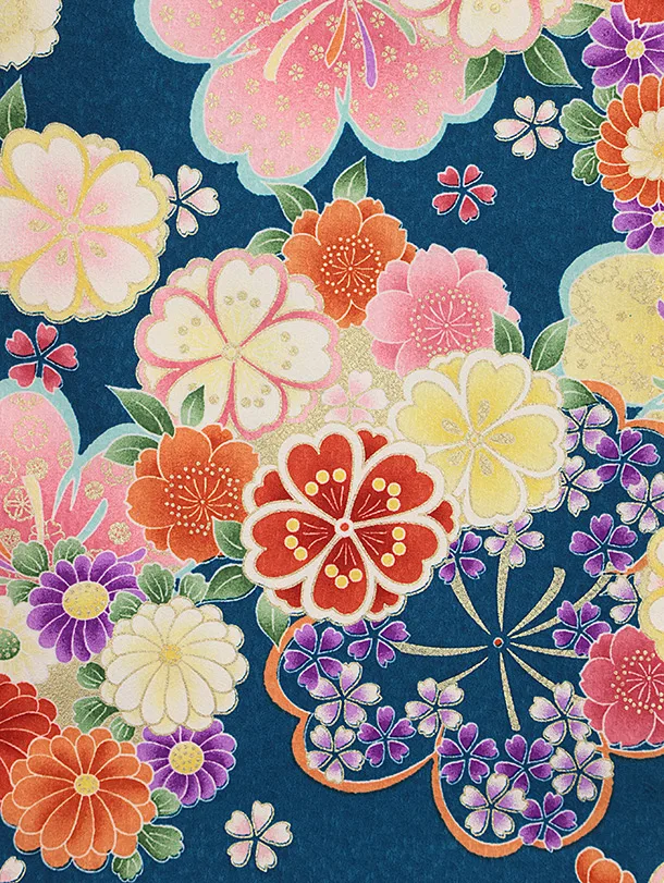 七五三レンタル(3歳女児被布)4806 ピンク雲取り鞠×青緑桜菊