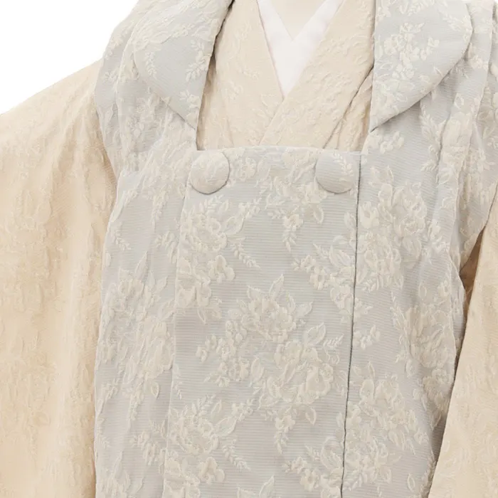 七五三(3歳女児被布)4807 ぷちぷり アイスブルー×ベージュジャガード