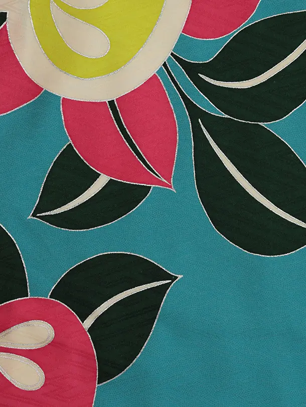 七五三(3歳女児被布)4813 モダンアンテナ オレンジ千鳥×ターコイズ橘