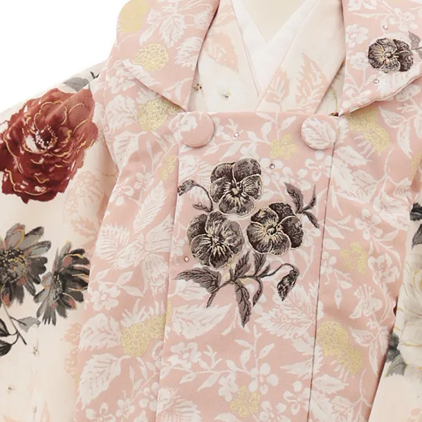 七五三4817 JILL STUART ベージュピンクパンジー×淡ピンク花