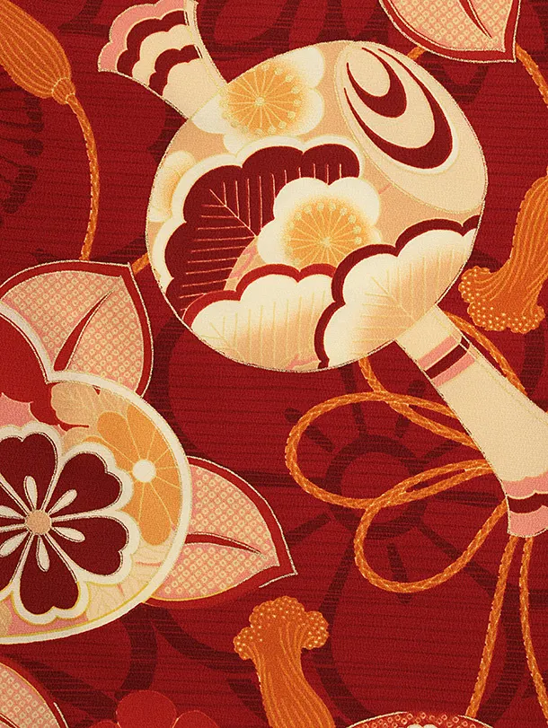 七五三レンタル(3歳女児被布)4818 京舞 薄橙色×赤古典