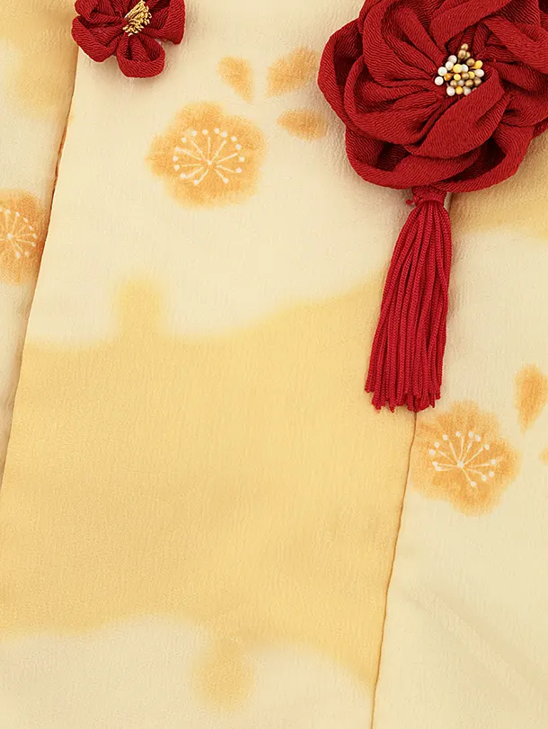 七五三レンタル(3歳女児被布)4818 京舞 薄橙色×赤古典