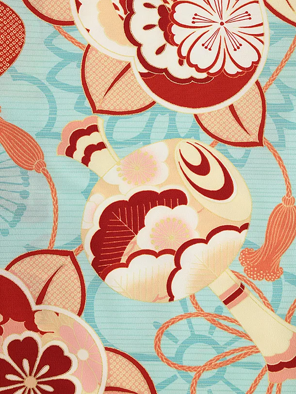 七五三レンタル(3歳女児被布)4819 京舞 赤×水色古典