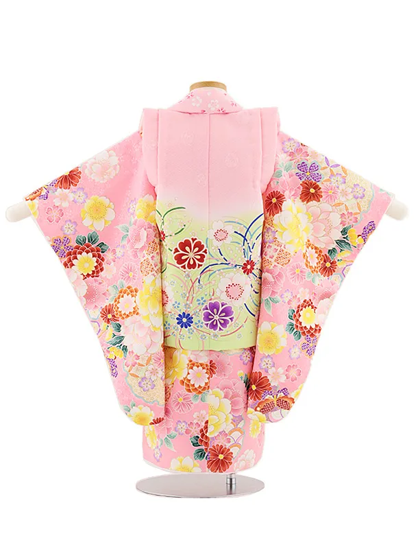 七五三レンタル(3歳女児被布)4829 ピンク×ピンク地花蝶