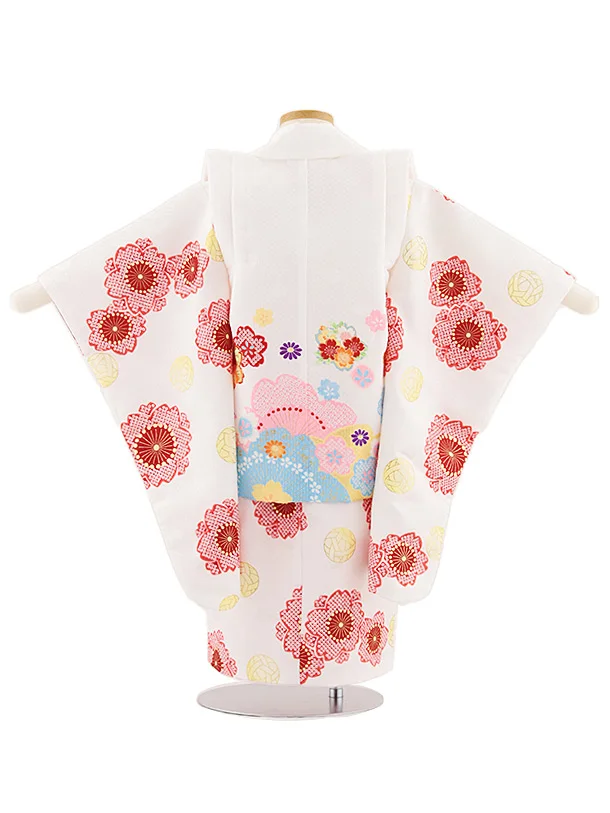 七五三レンタル(3歳女児被布)4833 白地桜×白地桜鞠