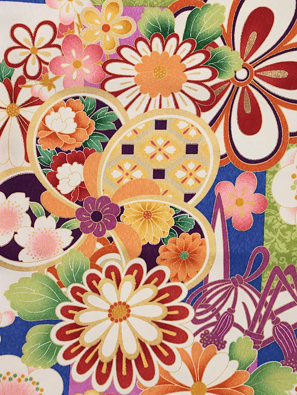 七五三レンタル(3歳女児被布)4843 赤鞠×青地ねじり梅