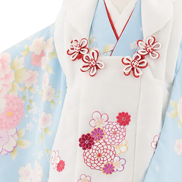 七五三レンタル(3歳女児被布)4865 白花刺繍×水色菊桜牡丹