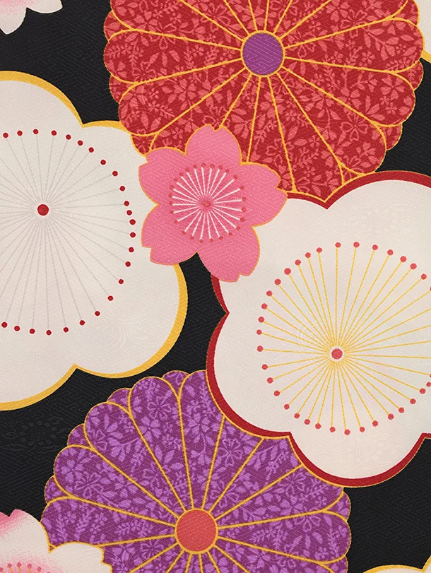 七五三レンタル(3歳女児被布)4870 白花刺繍×黒地梅菊