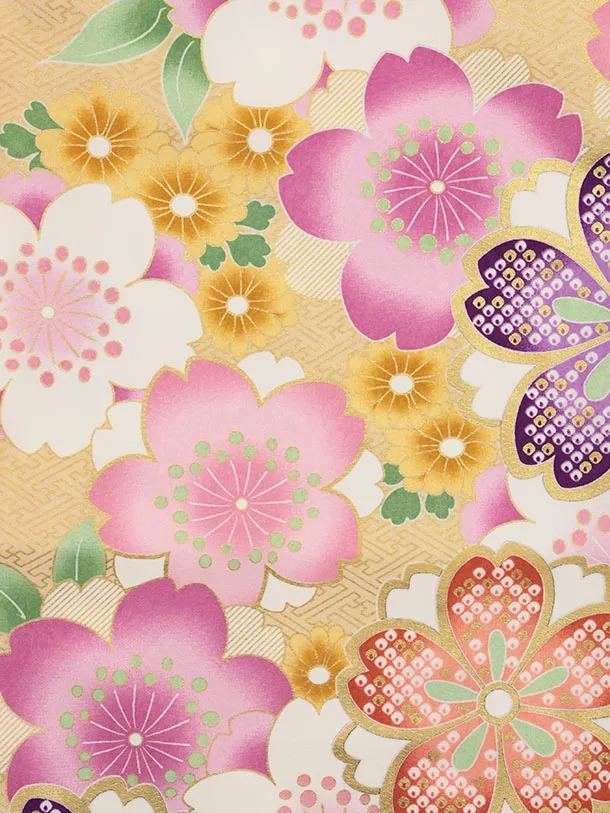 七五三レンタル(3歳女児被布)4888 ピンク×ベージュ地桜
