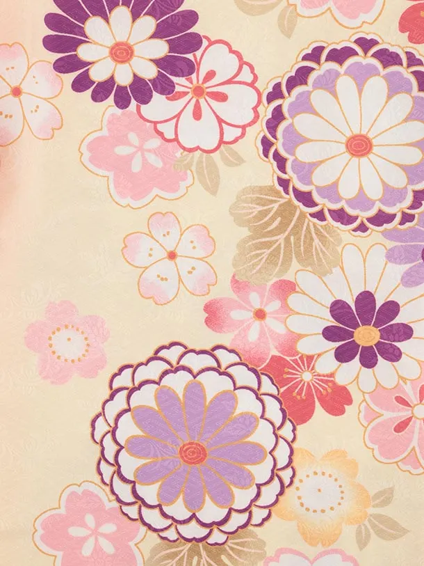 七五三レンタル(3歳女児被布)4890 白花刺繍×クリームピンクぼかし菊