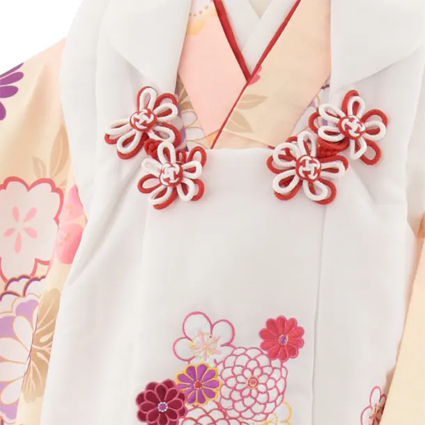 七五三レンタル(3歳女児被布)4890 白花刺繍×クリームピンクぼかし菊
