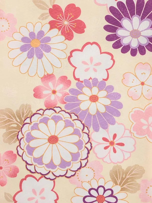 七五三レンタル(3歳女児被布)4898 白花刺繍×クリームピンクぼかし菊