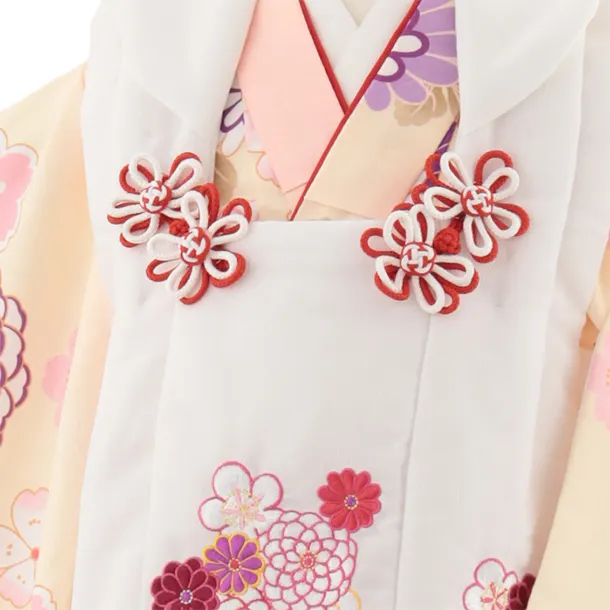 七五三レンタル(3歳女児被布)4898 白花刺繍×クリームピンクぼかし菊
