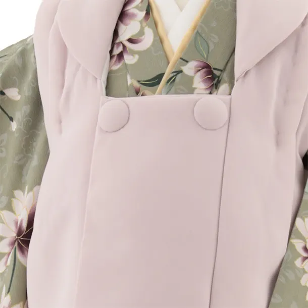 七五三レンタル(3歳女児被布)4900 ピンク×スモーキーグリーンダリア