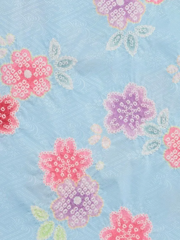 七五三レンタル(3歳女児被布)4910 白地桜鞠×水色桜