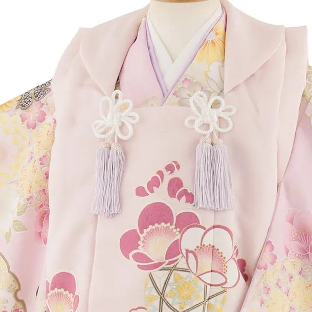 七五三レンタル(3歳女児被布)4914 ピンク×ピンク 雪輪に花蝶