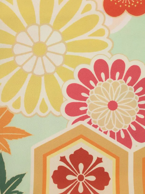 七五三レンタル(3歳女児被布)4922 ピンク菊×グリーン 牡丹に梅