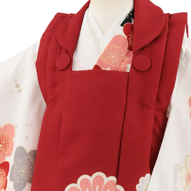 七五三レンタル(3歳女児被布)4924 赤菊×白地 牡丹に梅