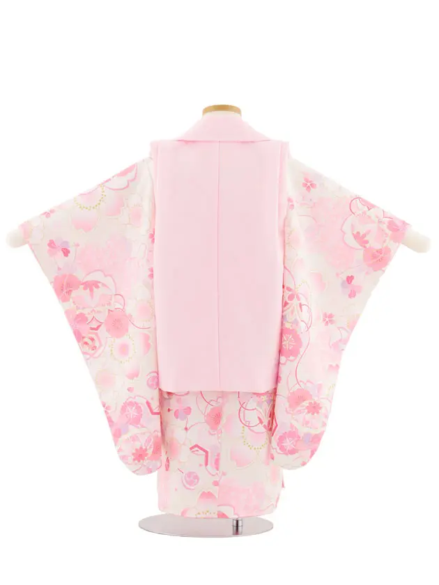 七五三レンタル(3歳女児被布)4930 KAGURA ピンク×オフホワイト桜