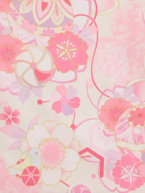 七五三レンタル(3歳女児被布)4930 KAGURA ピンク×オフホワイト桜