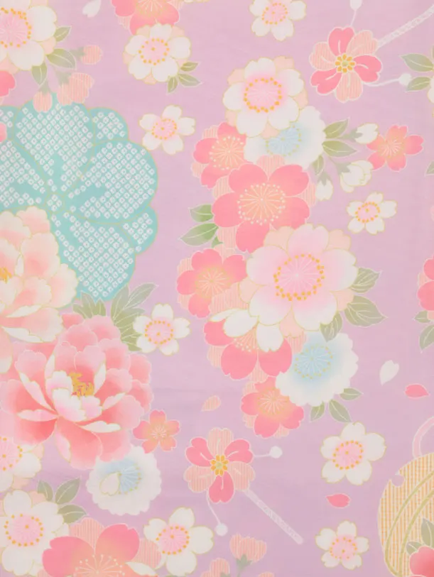 七五三レンタル(3歳女児被布)4937 式部浪漫 藤色刺繍花×桜に鞠
