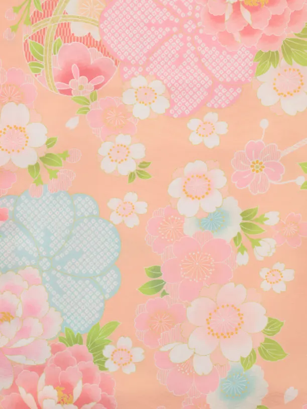 七五三レンタル(3歳女児被布)4940 式部浪漫 アイボリー刺繍花×ピンク桜に鞠