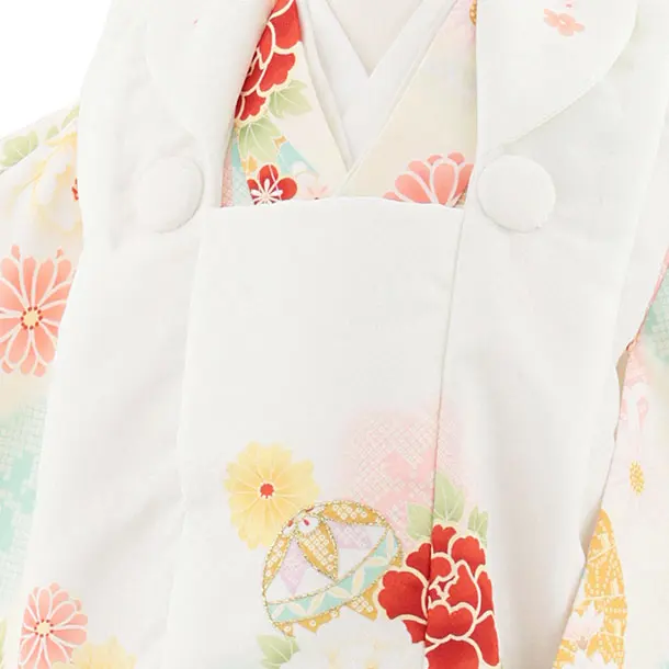 七五三レンタル(3歳女児被布)4942 オフホワイト×アイボリー 鞠と古典花