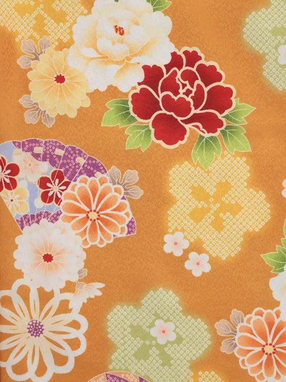 七五三レンタル(3歳女児被布)4943 アイボリー×山吹色 鞠と古典花