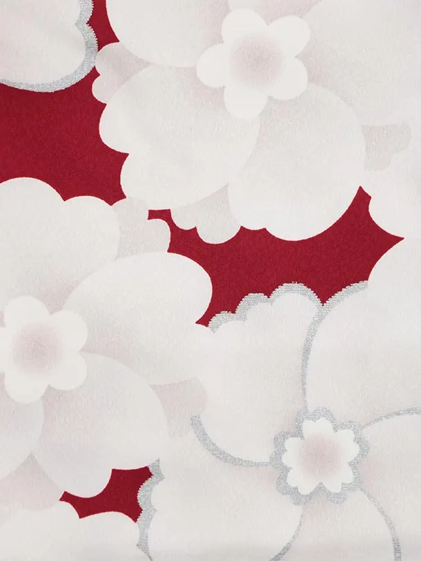 七五三レンタル(3歳女児被布)4955 ベージュ×赤 レトロフラワー