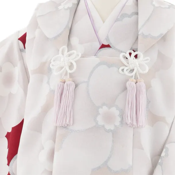 七五三レンタル(3歳女児被布)4955 ベージュ×赤 レトロフラワー