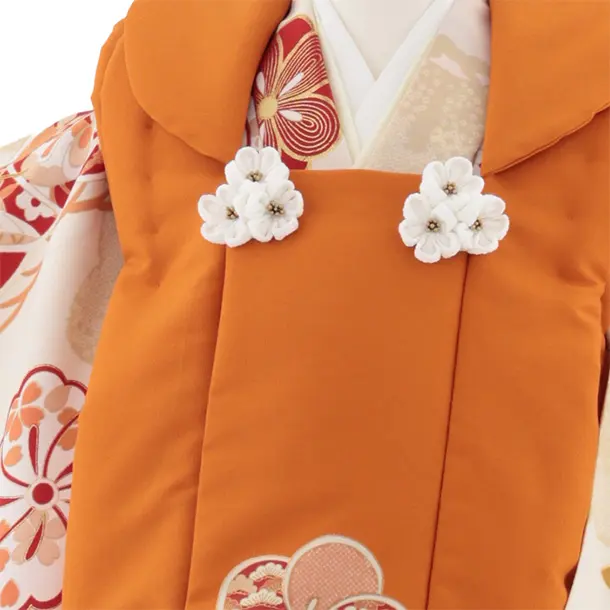 七五三レンタル(3歳女児被布)4958 ぷちぷり オレンジ×ベージュねじり梅