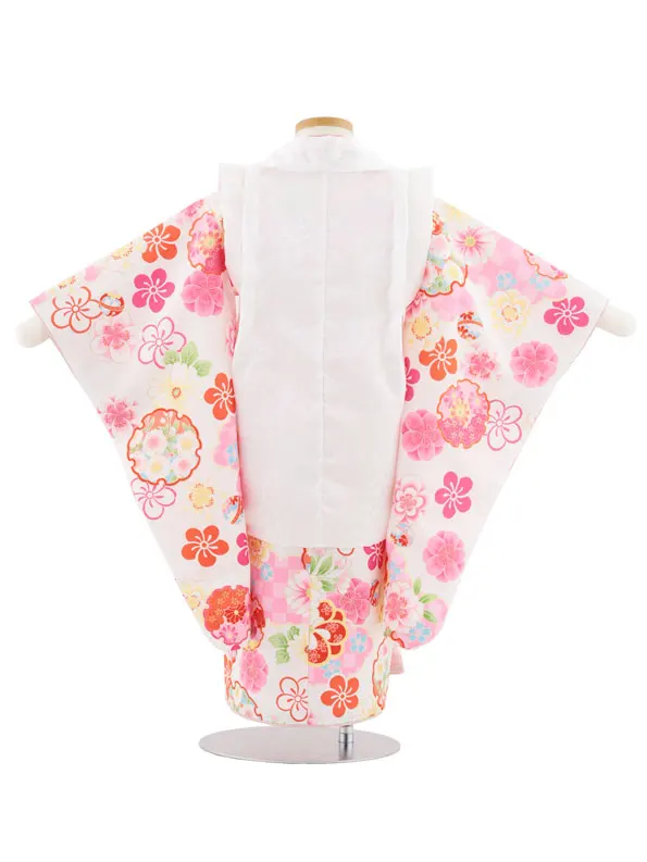 七五三レンタル(3歳女児被布)4974 白地梅×雪輪にねじり梅