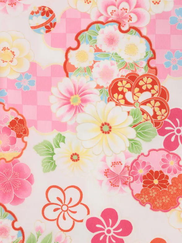 七五三レンタル(3歳女児被布)4974 白地梅×雪輪にねじり梅