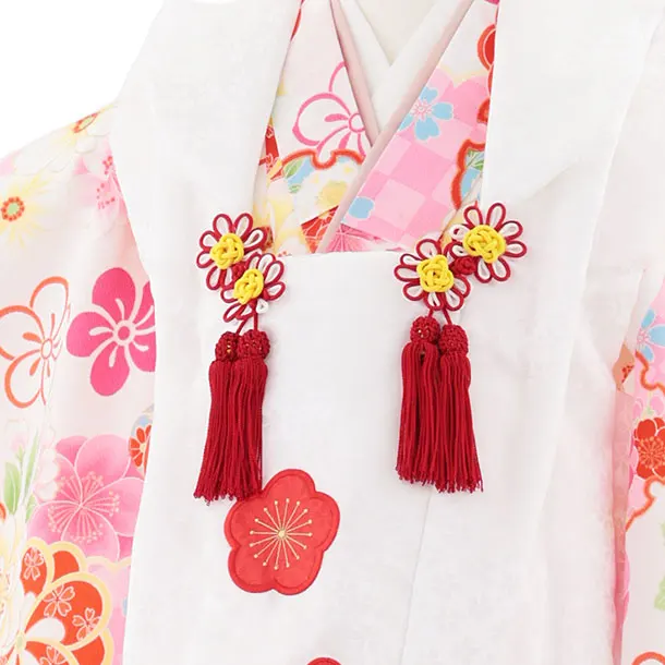 七五三レンタル(3歳女児被布)4974 白地梅×雪輪にねじり梅