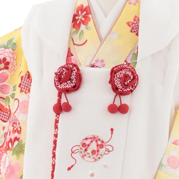 七五三レンタル(3歳女児被布)4986 白刺繍鞠×薄黄ぼかし 雪輪鞠