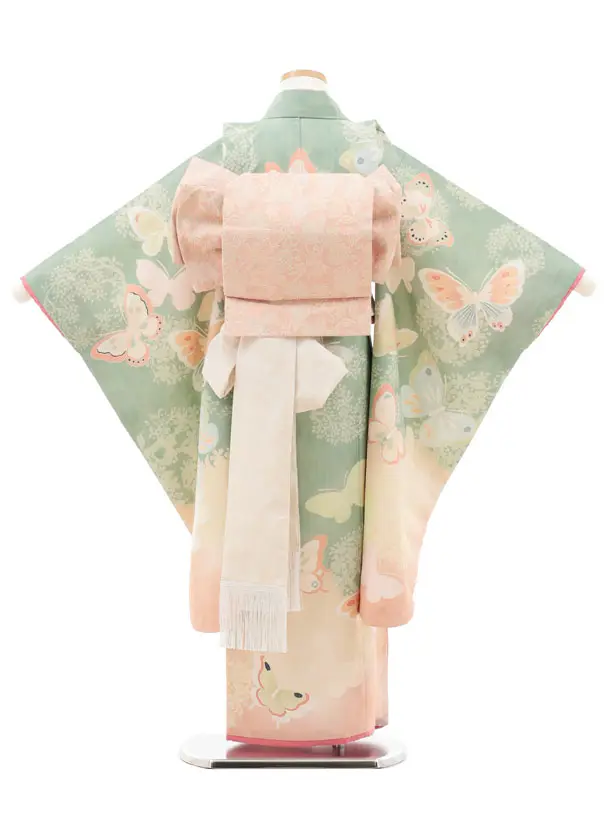 七五三レンタル(7歳女の子結び帯)7296 JILL STUART 蝶々 薄緑