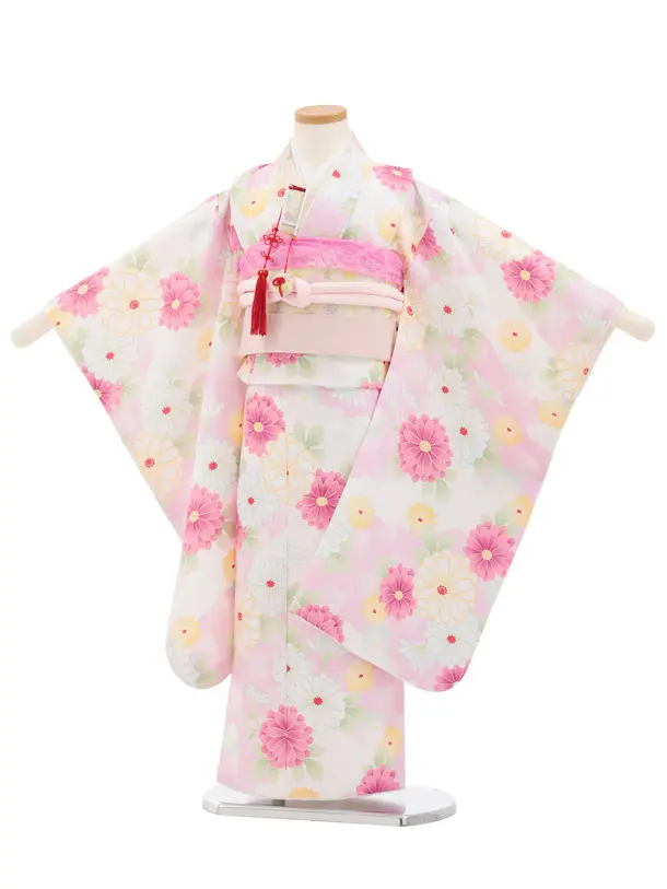 七五三(5歳女児)M001 オフ白 ピンク 小菊