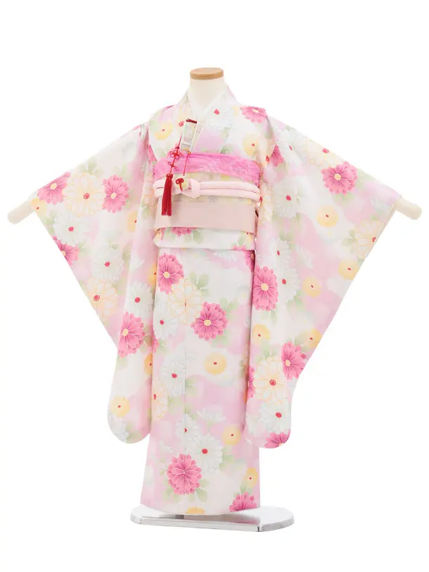 七五三(5歳女児)M001 オフ白 ピンク 小菊