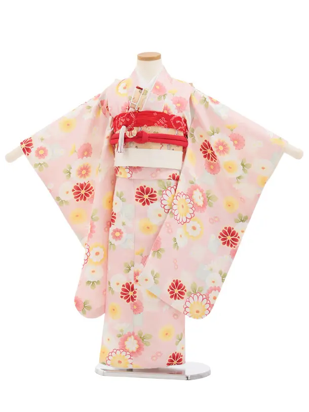 七五三(5歳女児)M002 サーモンピンク 小菊