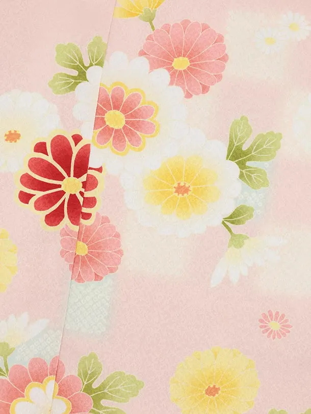 七五三(5歳女児)M002 サーモンピンク 小菊