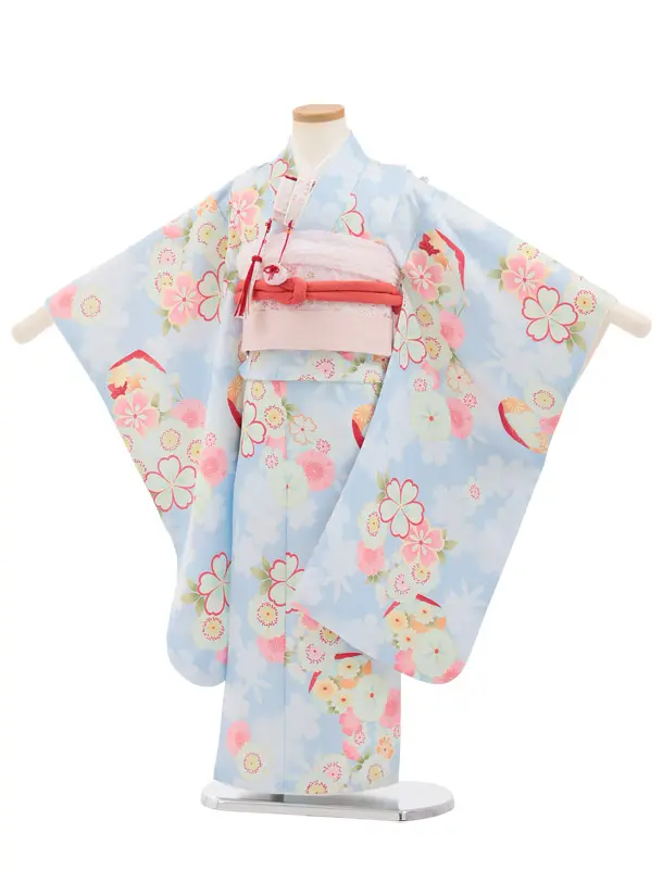 七五三(5歳女児)M004 水色 貝合せ桜