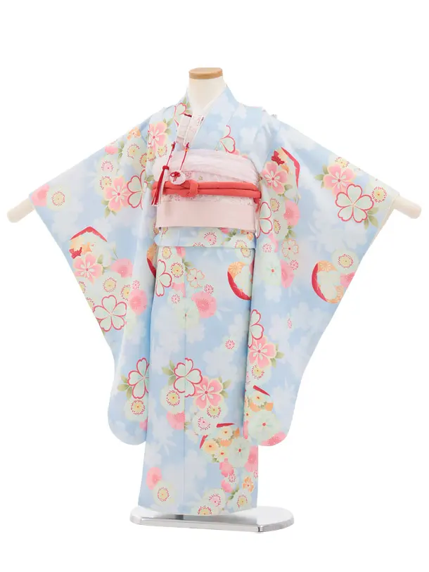 七五三(5歳女児)M004 水色 貝合せ桜