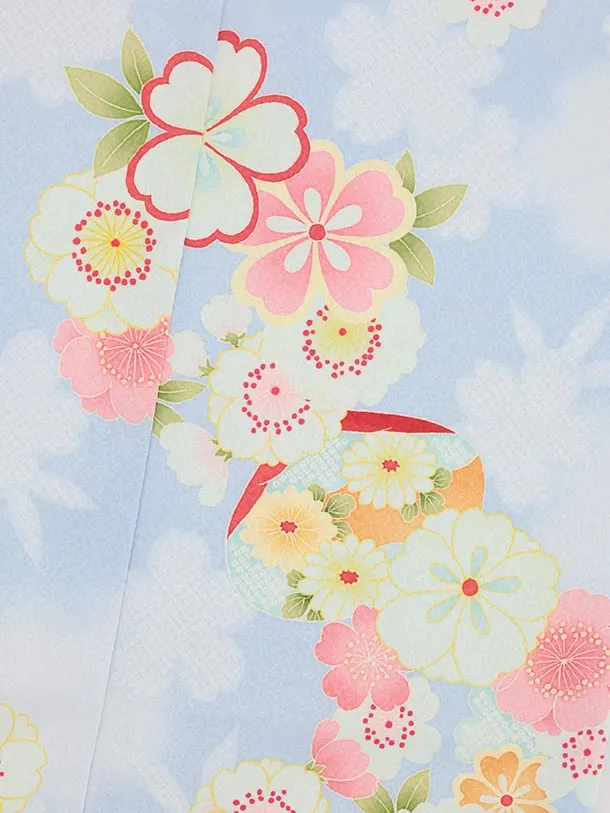 七五三(5歳女児)M004 水色 貝合せ桜