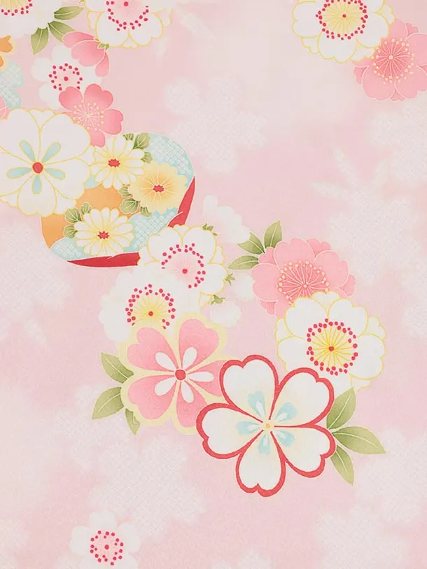 七五三(5歳女児)M006 ピンク 貝合せ桜